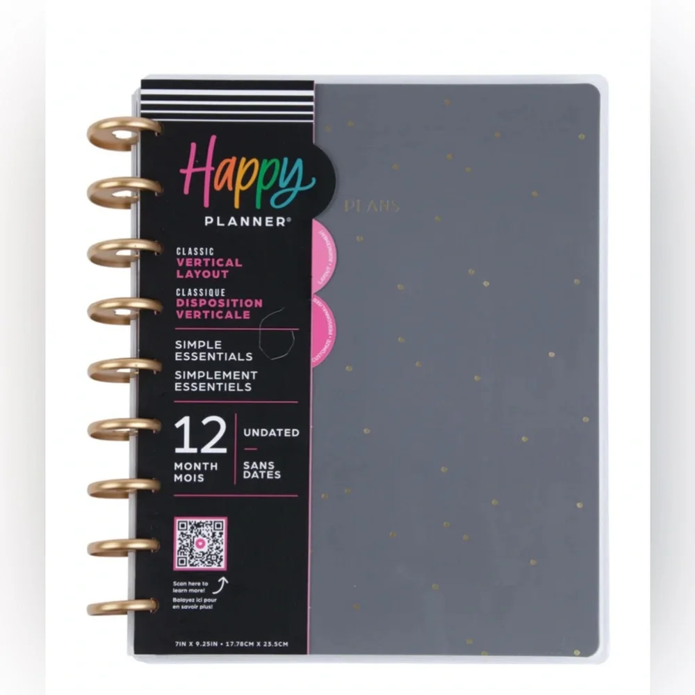 Happy Planner Gray Planner with Gold Dots
